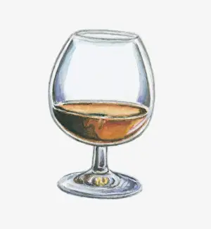French Food Prints: Illustration of glass of armagnac (brandy)