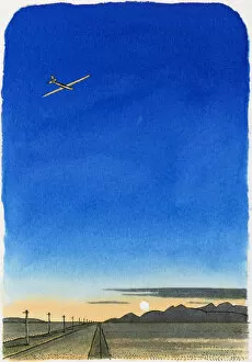 Images Dated 29th October 2008: Illustration of glider in clear sky at sunset