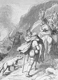 Illustration of Goths Retreating into Asturian Mountains
