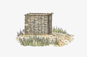Shelter Prints: Illustration of grass shelter typical found in Nile valley of ancient Egypt