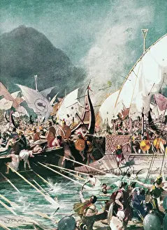 Illustration of Greek Sea Battle