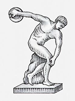 Images Dated 22nd April 2010: Illustration of Greek statue of naked man throwing discuss