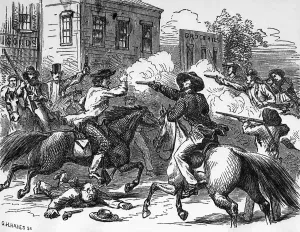 Abolitionism Prints: Illustration of a Gunfight on Horseback by G.H. Hayes