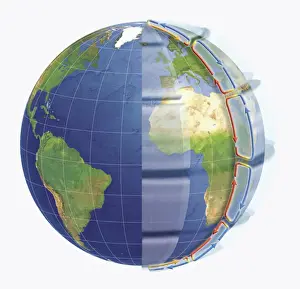 Illustration of Hadley Cells over Europe and Africa on world globe