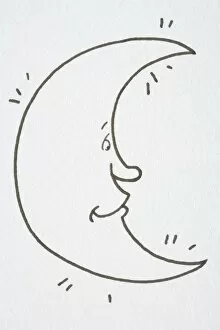 Images Dated 15th August 2006: Illustration, half moon with eyes, nose and mouth
