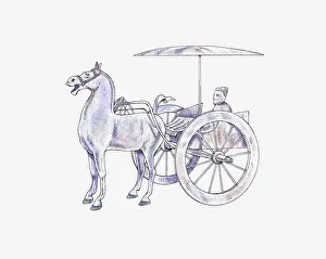 Chariot Prints: Illustration of a Han horse and chariot