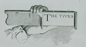 Illustration of Hand Holding Early Printing Tool