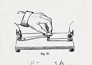 Telegraph Prints: Illustration of a Hand Operating Early Telegraph