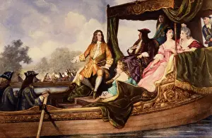 Illustration of Handel Presenting Water Music to King George I
