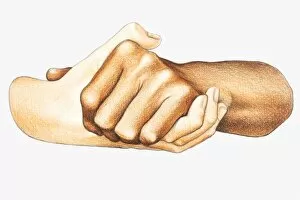 Illustration of handshake between two men of different ethnic groups