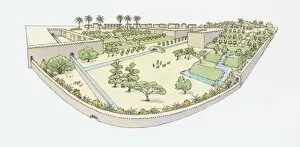 Illustration of Hanging Gardens of Babylon, one of the Seven Wonders of the World
