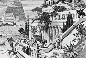 Fountain Prints: Illustration of the Hanging Gardens of Babylon