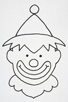 Images Dated 15th August 2006: Illustration, head of smiling clown in cone hat