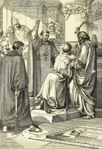 Whip Prints: Illustration of Henry II Symbolically Whipped At Tomb of Archbishop Thomas Becket