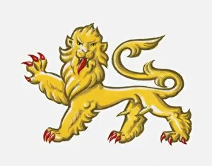 Images Dated 17th June 2010: Illustration of heraldic symbol of lion statant guardant representing courage