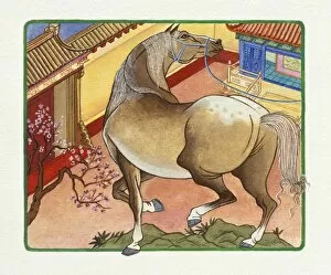 Illustration of Horse within the Gate, representing Chinese Year Of The Horse