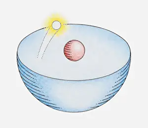 Hydrogen Prints: Illustration of hydrogen atom and proton orbited by single electron