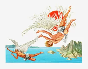 Mythology Gallery: Illustration of Icarus and Daedalus