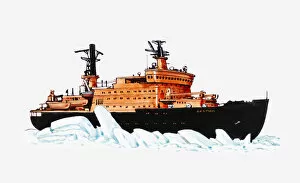 Images Dated 17th May 2011: Illustration of ice-breaker moving through icy sea