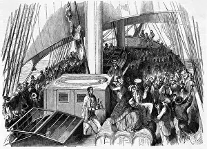 Waiter Prints: Illustration of Immigrants on Ship Deck