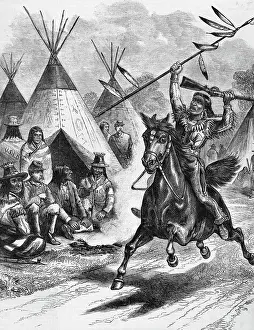 Crow Prints: Illustration Of Indian On Horse Back