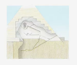Images Dated 9th May 2011: Illustration of interior of the Great Pyramid, Giza, Egypt