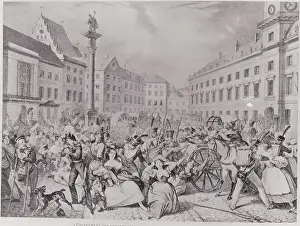 Illustration of Invading Troops Taking Polish Peasants