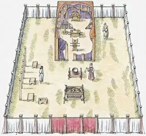Images Dated 11th May 2010: Illustration of the Israelites tabernacle, high angle view