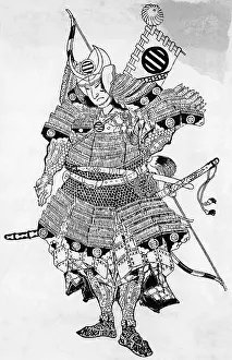 Samurai Prints: Illustration of a Japanese Samurai in 19th Century