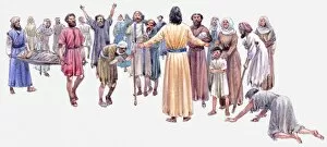 Images Dated 12th May 2010: Illustration of Jesus healing people