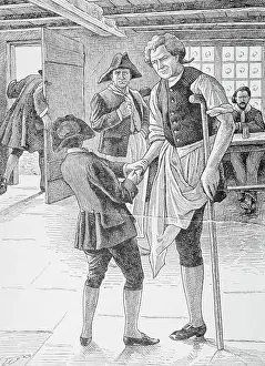 Illustration of Jim Hawkins and Long John Silver