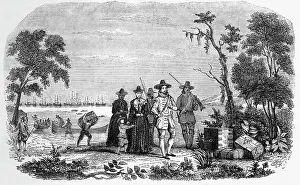 Illustration of John Winthrop Landing in Massachusetts