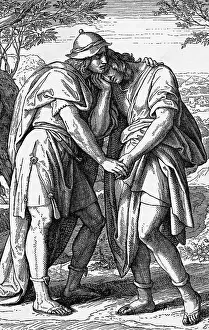Illustration of Jonathan Comforting David