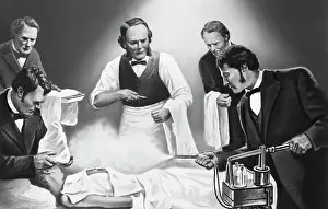 Illustration of Joseph Lister Using Carbolic Spray During Surgery