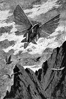 Illustration of a Jules Verne Flying Machine by George Roux