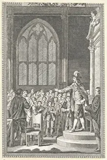 Illustration of King Charles I on House Podium