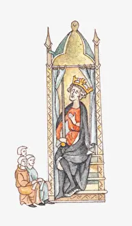 Edward I Prints: Illustration of King Edward I and monks