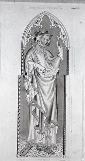 Illustration of King Sebert Poised in Doorway