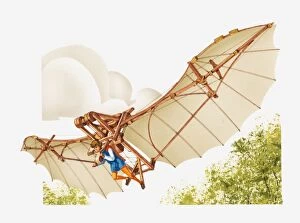 Wing Gallery: Illustration of Leonardo da Vincis ornithopter flying machine