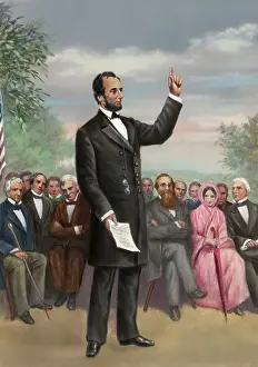 Illustration of Lincoln Giving the Gettysburg Address