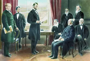 Cabinet Prints: Illustration of Lincoln Reading the Emancipation Proclamation to His Cabinet