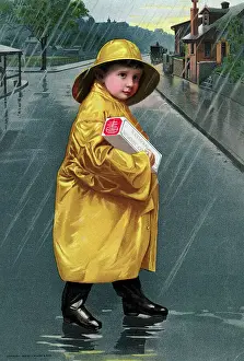 Illustration of a Little Boy Holding a Box of Biscuits