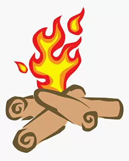 Illustration of log fire