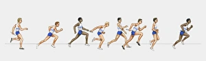 Images Dated 14th December 2009: Illustration of male athletes competing in relay race