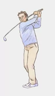 Images Dated 11th December 2009: illustration of male golfer performing swing