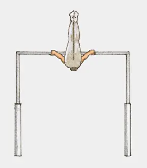 Flexibility Prints: Illustration of male gymnast competing on horizontal bar