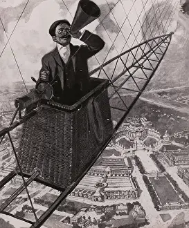 Illustration of Man in Air Balloon During Fair