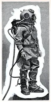 Diving Prints: Illustration Of Man In Diving Suit