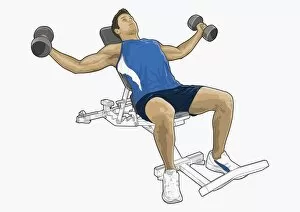 Images Dated 19th October 2010: Illustration of man exercising with dumbbells