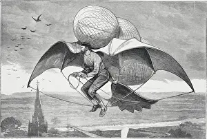 Illustration of Man Flying Type of Aircraft